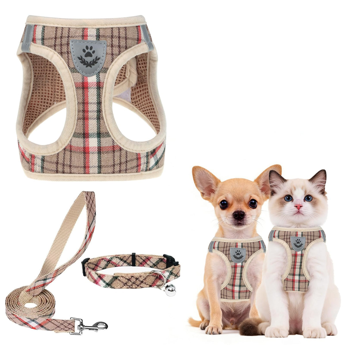 PUPTECK Dog Harness, Collar and Leash Set No Pull for Small Medium Sized