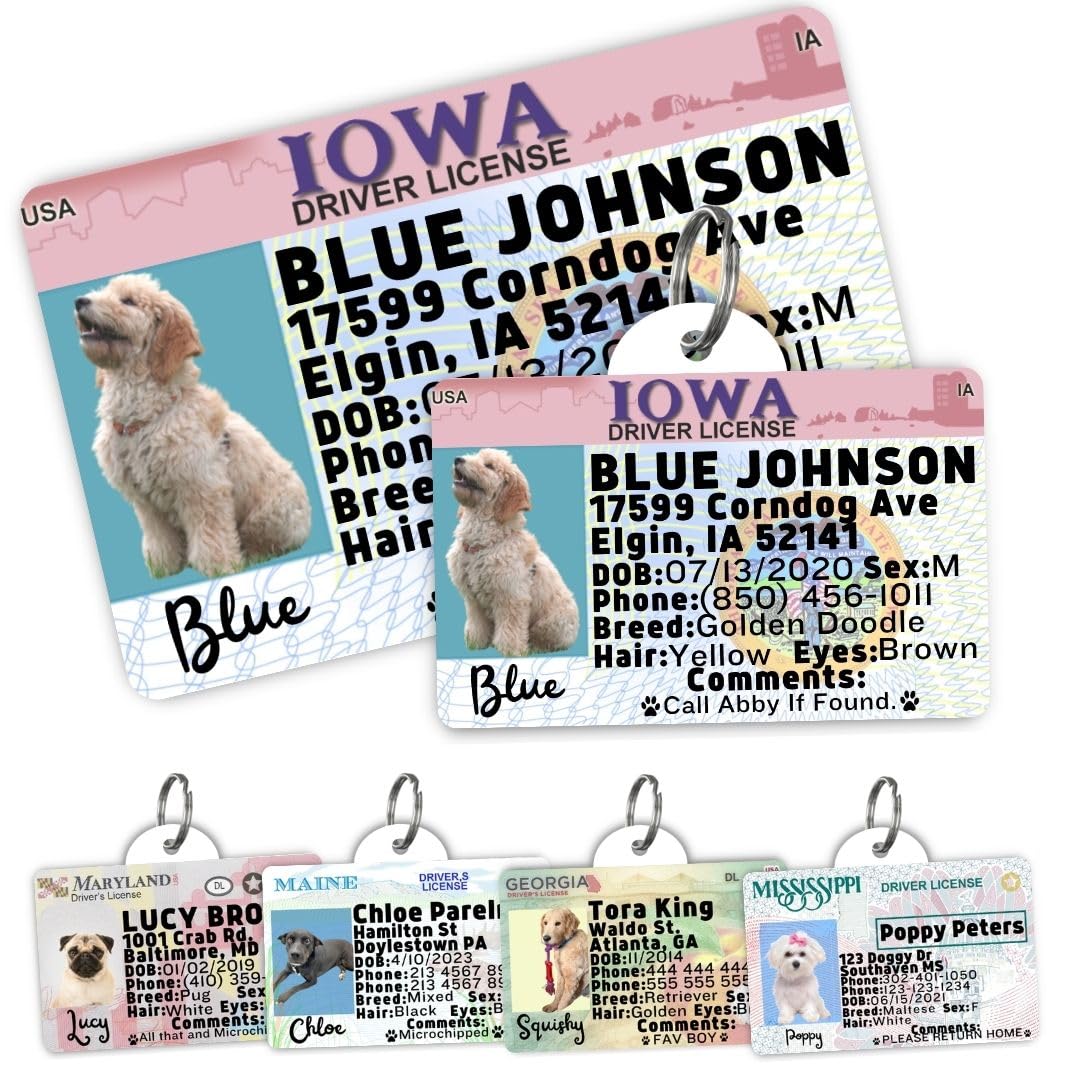 Dog Tags Personalized, Dog ID License Tag for Pets (Arizona, Wallet Card)