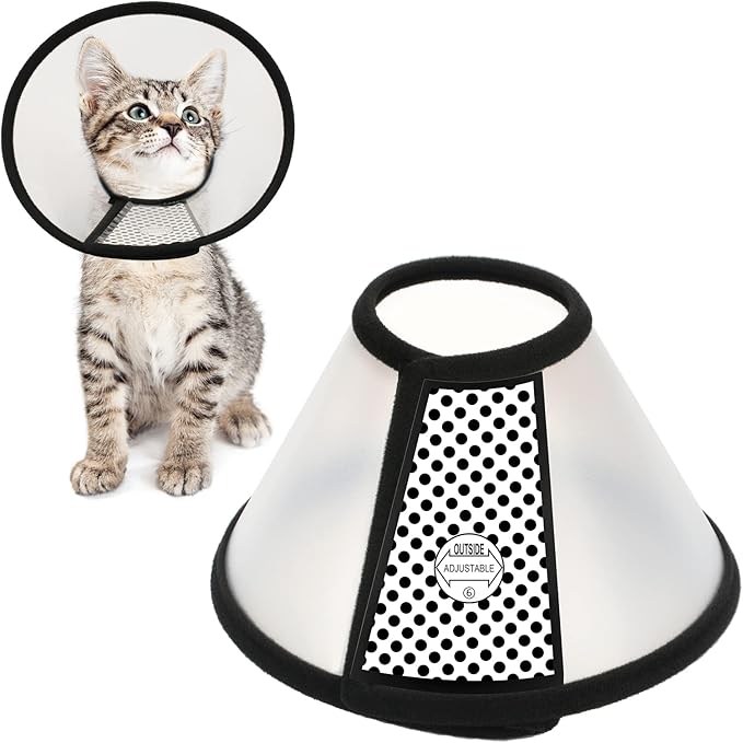 Depets Cat Cone Soft, Adjustable Recovery E-Collar for Pet Neck Size 9.5 in