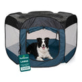 FurHaven Soft-Sided Dog & Cat Playpen, Portable Foldable Indoor & Outdoor Pet Playpen with Mesh Windows & Zippered Door, Sailor Blue, Large