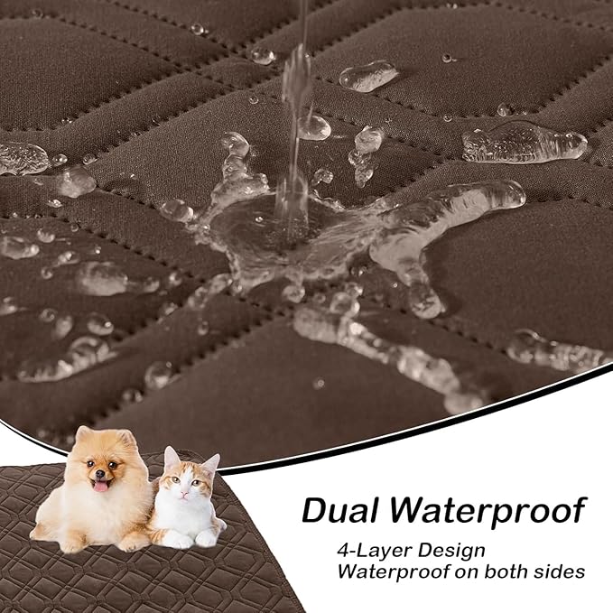 hyha Waterproof Dog Bed Blanket, Soft Pet Blankets, Waterproof Couch Cover for Dogs, Reversible Sofa Covers Washable for Furniture (40x70 Inch, Chocolate/Beige)