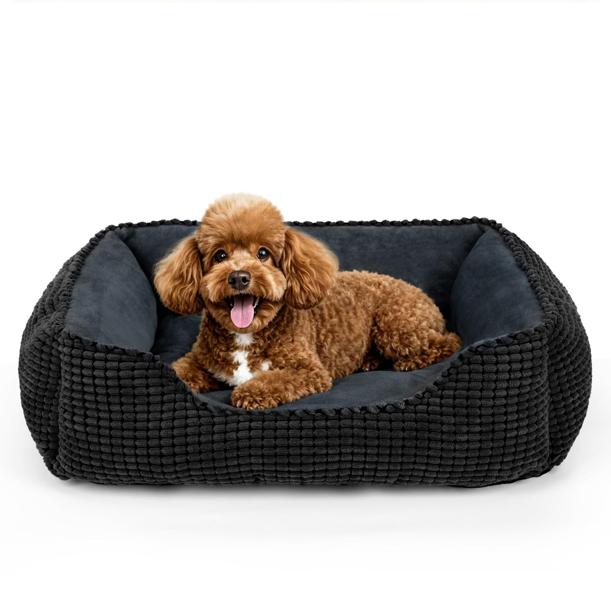 MIXJOY Dog Bed for Large Medium Small Dogs, Rectangle Washable Sleeping Puppy Bed, Soft Calming Cat Beds for Indoor Cats, Orthopedic Pet Sofa Bed, Anti-Slip Bottom with Multiple Size (25'', Grey)