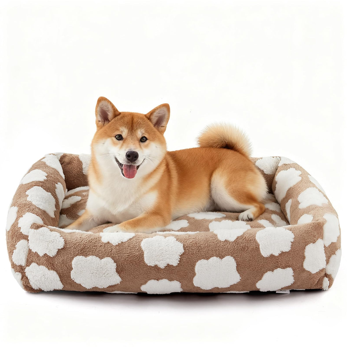 JOEJOY XL Dog Beds Large Sized Dog, Removable Washable Cover Orthopedic Soft Faux Rabbit Fur Pet Bed, Anti-Slip Fluffy Plush Faux Rabbit Fur Puppy Bed, 42"x36"x9", Leopard Print, Grey