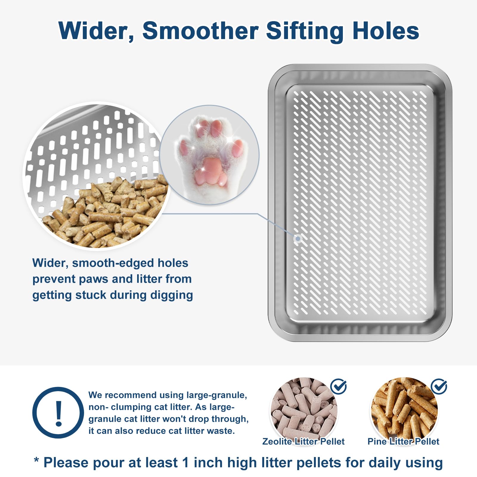 Suzzipaws XL Stainless Steel Sifting Litter Box with Lid for Pine Pellets
