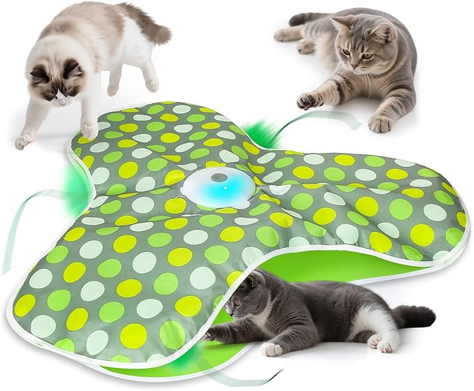 FUGODIWI Interactive Cat Toys for Indoor Cats & Kittens - Automatic Hide & Seek Toy with Feather Tail,Squeaky Mouse Sounds, Motion Activated,USB Rechargeable Boredom Relief & Self Play Enrichment Game