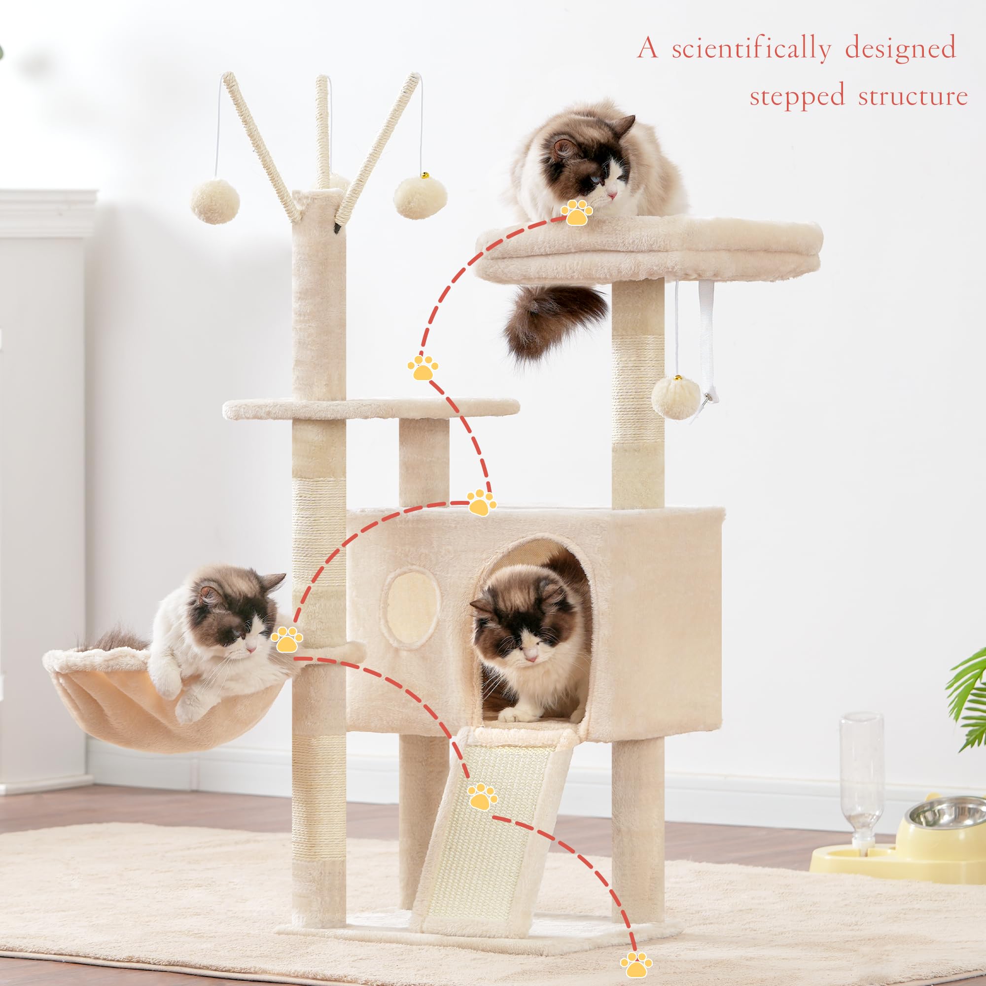 Hey-brother Cat Tree Tower with Removable Toys, Scratching Posts, MPJ008SM