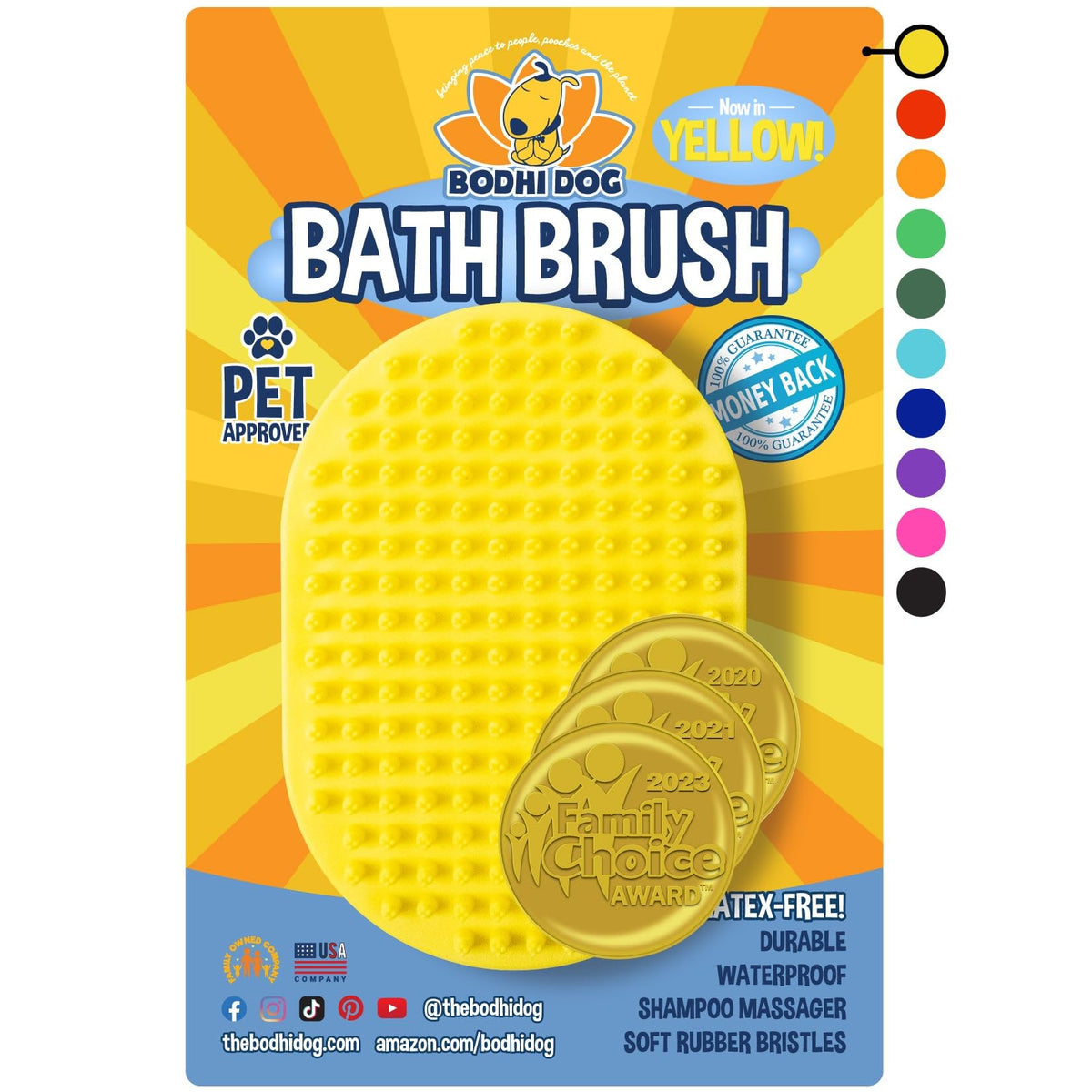 Bodhi Dog Shampoo Brush - Pet Grooming & Bath Supplies for Dogs and Cats - Bath Brush for Long & Short Hair - Premium Scrubber for Shower, Showerhead, Sprayer & Bathing (One Pack, Purple)