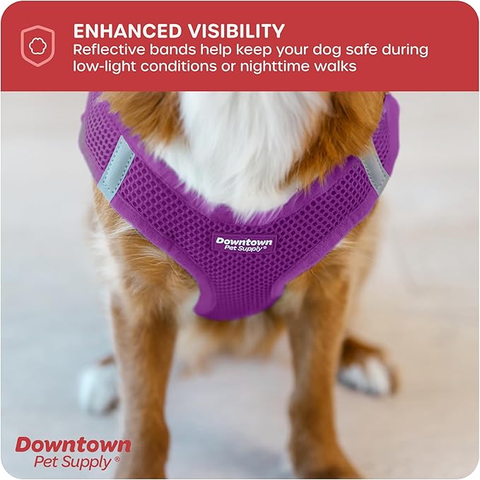 Downtown Pet Supply Step-in Dog Harness – No Pull, Adjustable Padded Mesh with Reflective Trim, Secure Buckle Strap – Comfortable & Breathable Small Dog Harness, Large, Purple