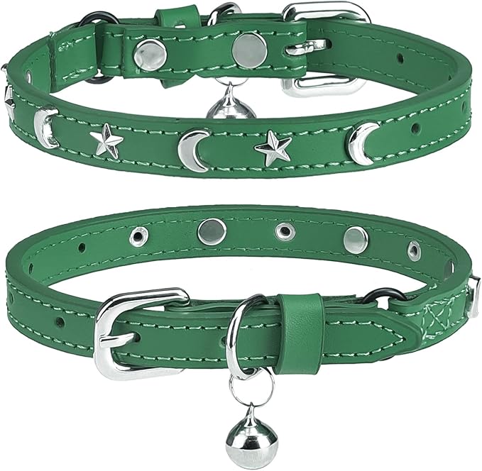 DILLYBUD Leather Cat Collar, Breakaway Kitten Collars with Bell