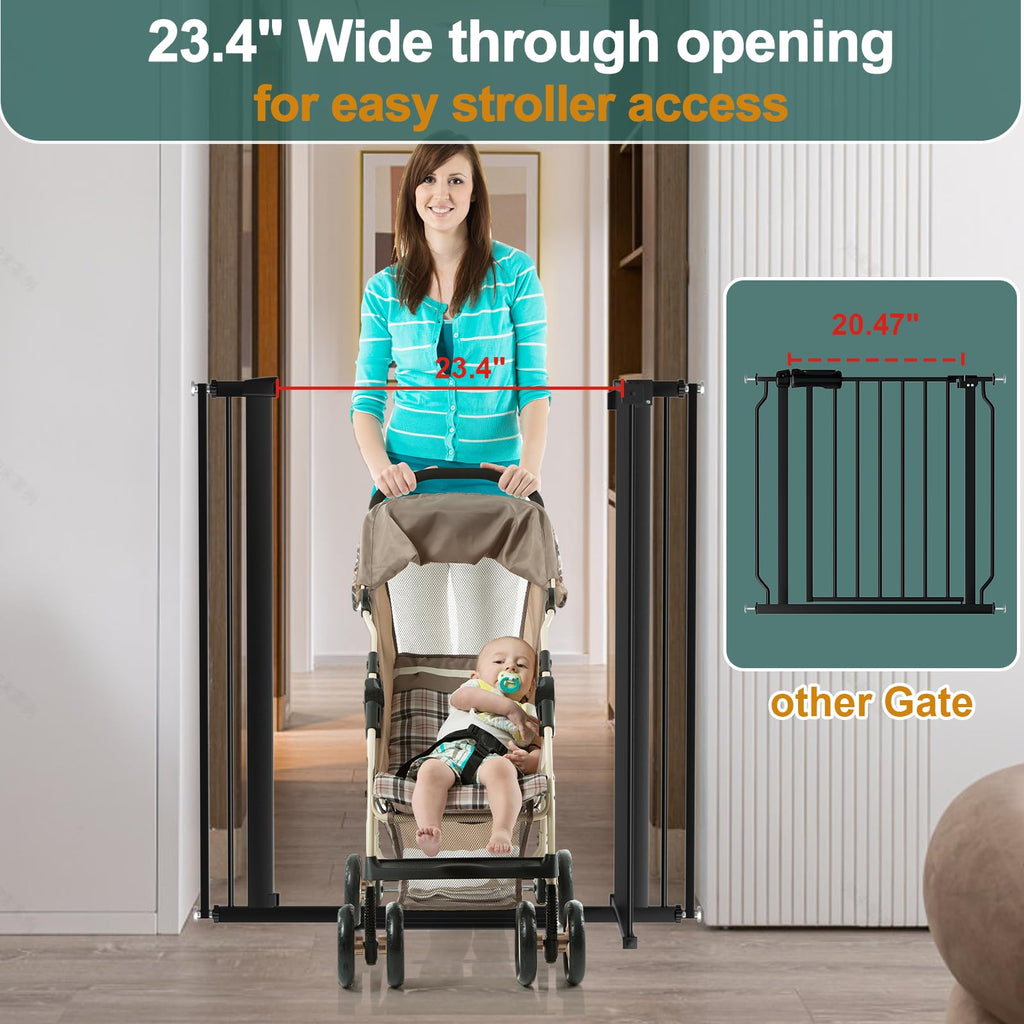 AiWMGL 40.55" Tall, 45.86-53.74 Inch Wide, 1.37" Ultra Narrow Spacing Dog Pet Baby Gate Indoor for Doorway Hallway, Pressure Mounted 46 47 48 49 50 51 52 53 Inches Wide Black