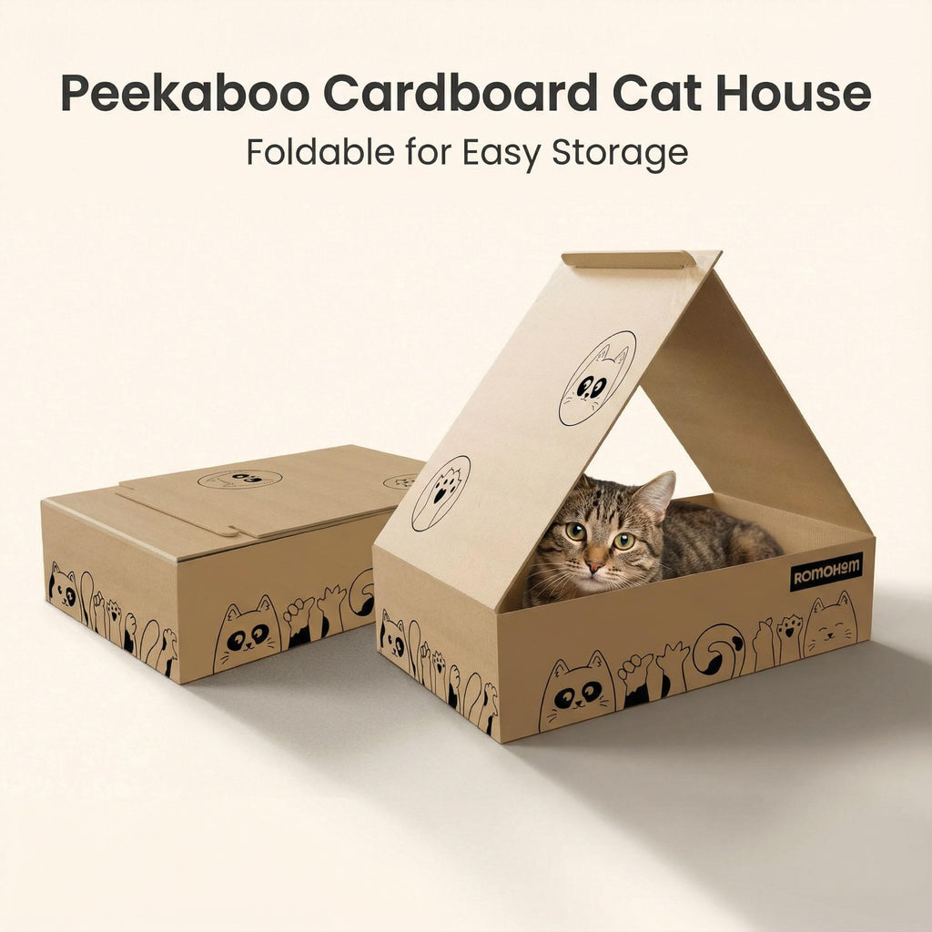 All-in-One Cardboard Cat Scratchers for Indoor Cats, Oval Cat Scratch Box & Lounger Beds Kitten Loves, Durable Cat Scratching Pads + Bonus Toys Couch Cat Scratch Protector