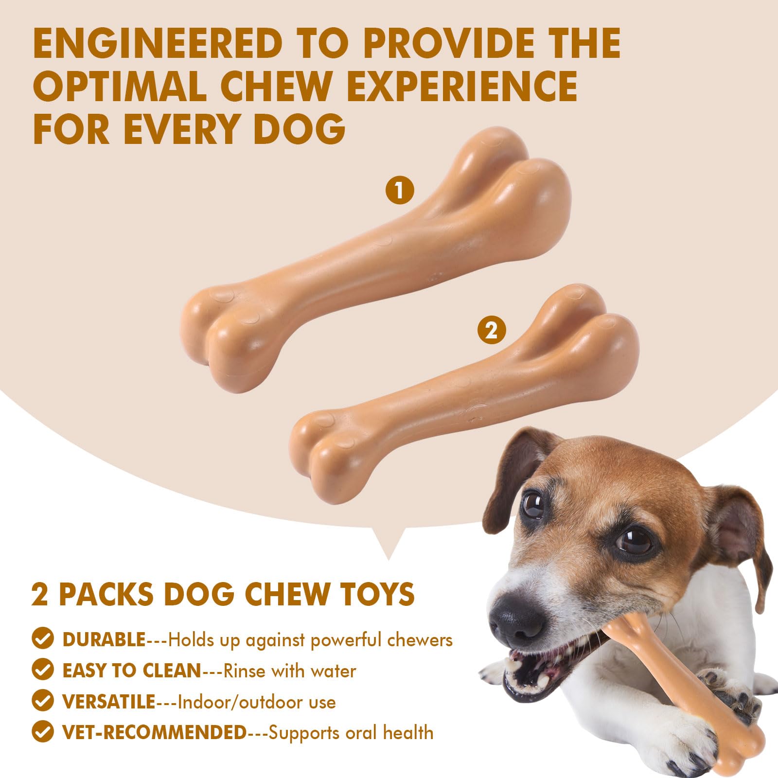2 Pack Durable Dog Chew Toys for Aggressive Chewers-Puppy Teething Toys, Long-Lasting Dog Bones for Medium & Large Breeds-Indestructible Chew Toys for Dogs to Keep Them Busy & Support Dental Health
