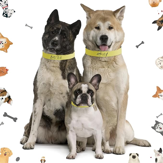 Clysee 500 Count 20inch Adjustable Paper Dog Collars with Tear Resistant Waterproof Whelping Collars Paper Puppy ID Bands Adhesive Pet Identification Tags for Newborn Dog Cat Hospitals(Yellow)