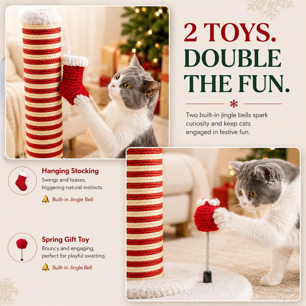 PuzzlePaw Christmas Cat Scratching Post for Indoor Cats