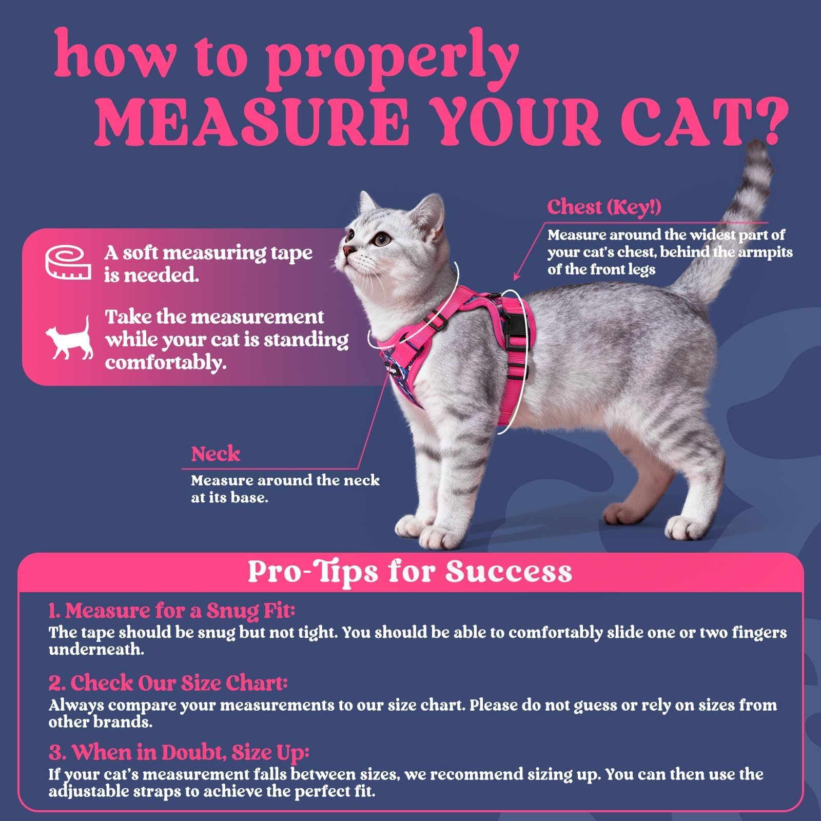 rabbitgoo Cat Harness and Leash Set, Escape Proof Vest, Coconut Fuchsia