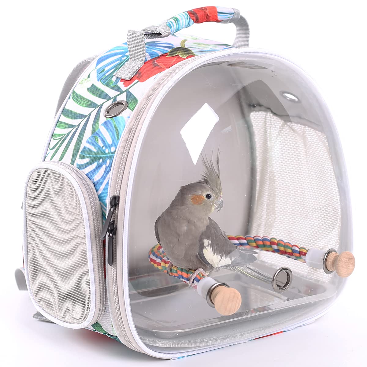 ORIZZP Bird Carrier Backpack with Rope Perch, Portable Bird Travel Carrier Backpack (Multi-Colored, Bird Carrier)