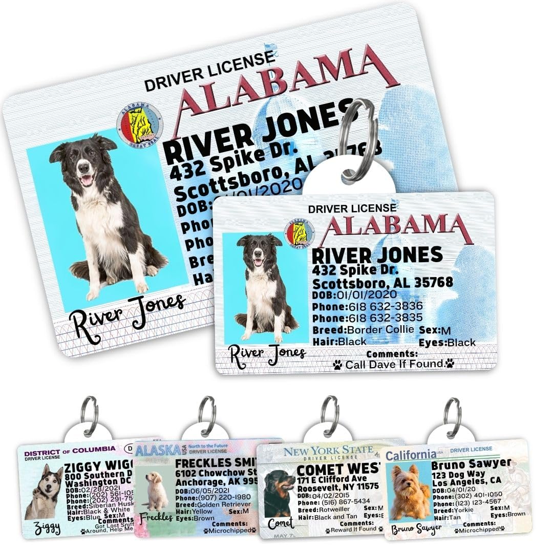 Dog Tags Personalized, Dog ID License Tag for Pets (Arizona, Wallet Card)