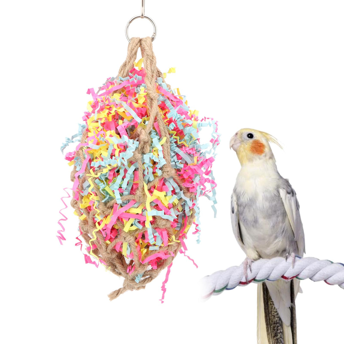Hypeety Wooden Blocks Bird Chew Toys Natural Hanging Chewing Toy with Bells