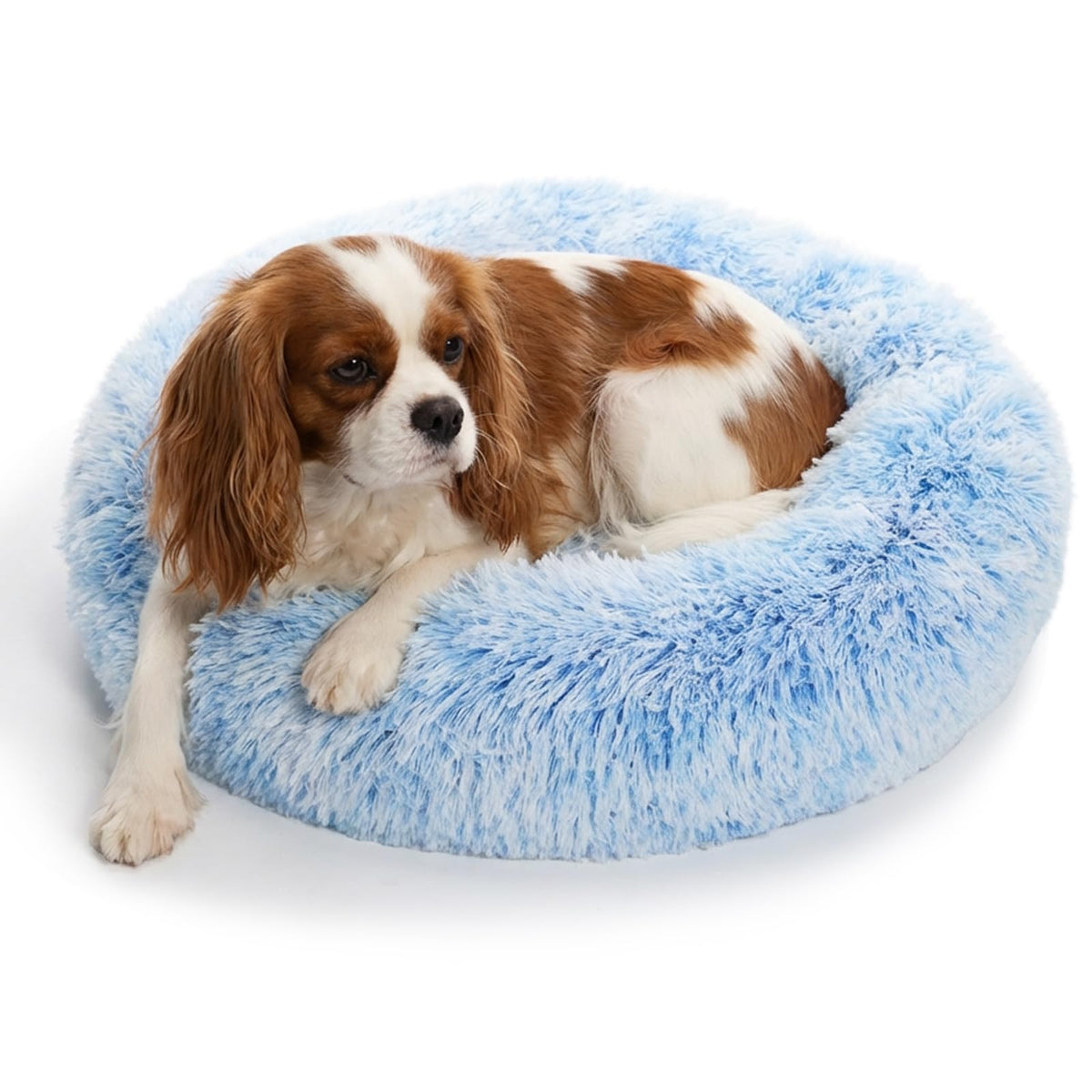 nononfish Round Calming Dog Bed,Plush Donut Pet Bed for Small Dogs