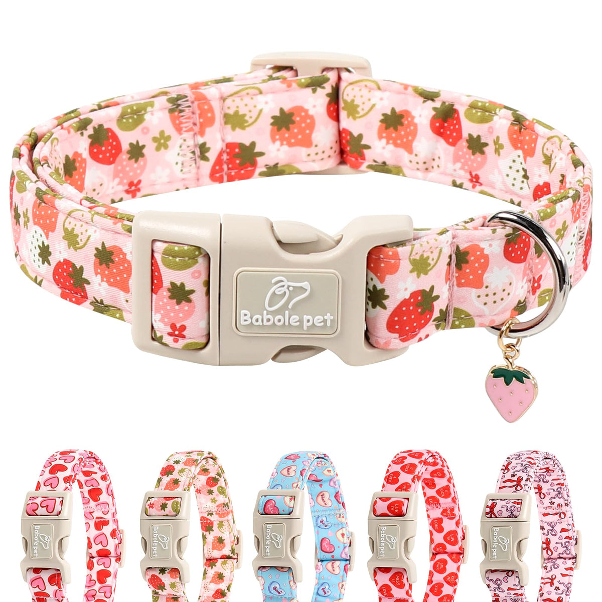 Babole Pet St Patricks Day Dog Collar for Medium Dogs - Lucky Flower Shamrock Green Dog Collars, Cute Irish Clover Puppy Collar with Quick Release Buckle for Girls&Boys Dogs M