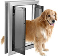 SmarketBuy Large Dog Door, Weatherproof Aluminum Dog Door with Automatic Closing Double Panels Easy to Install Pet Door for Large Dogs and Cats, Closing Panel Included