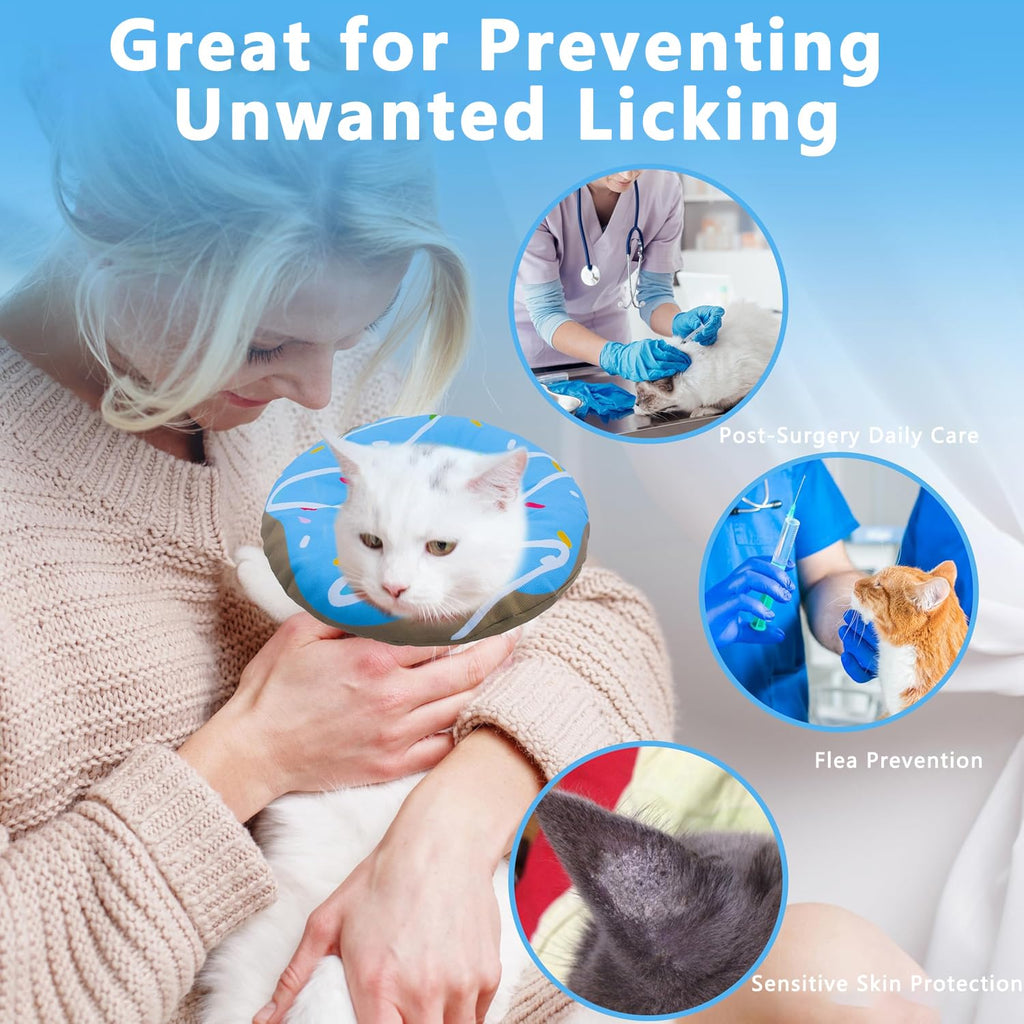 Seyezo Cat Cone Collar Soft, Adjustable Cat Recovery Cone, Waterproof Blue