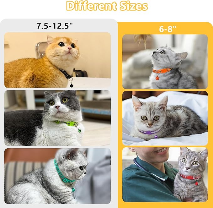 Taglory Kitten Collar Breakaway with Bell, 2 Pack Girl Boy Pet Kitten Collar Adjustable 6-8 Inch for 2-6 Months Cat, HotPink