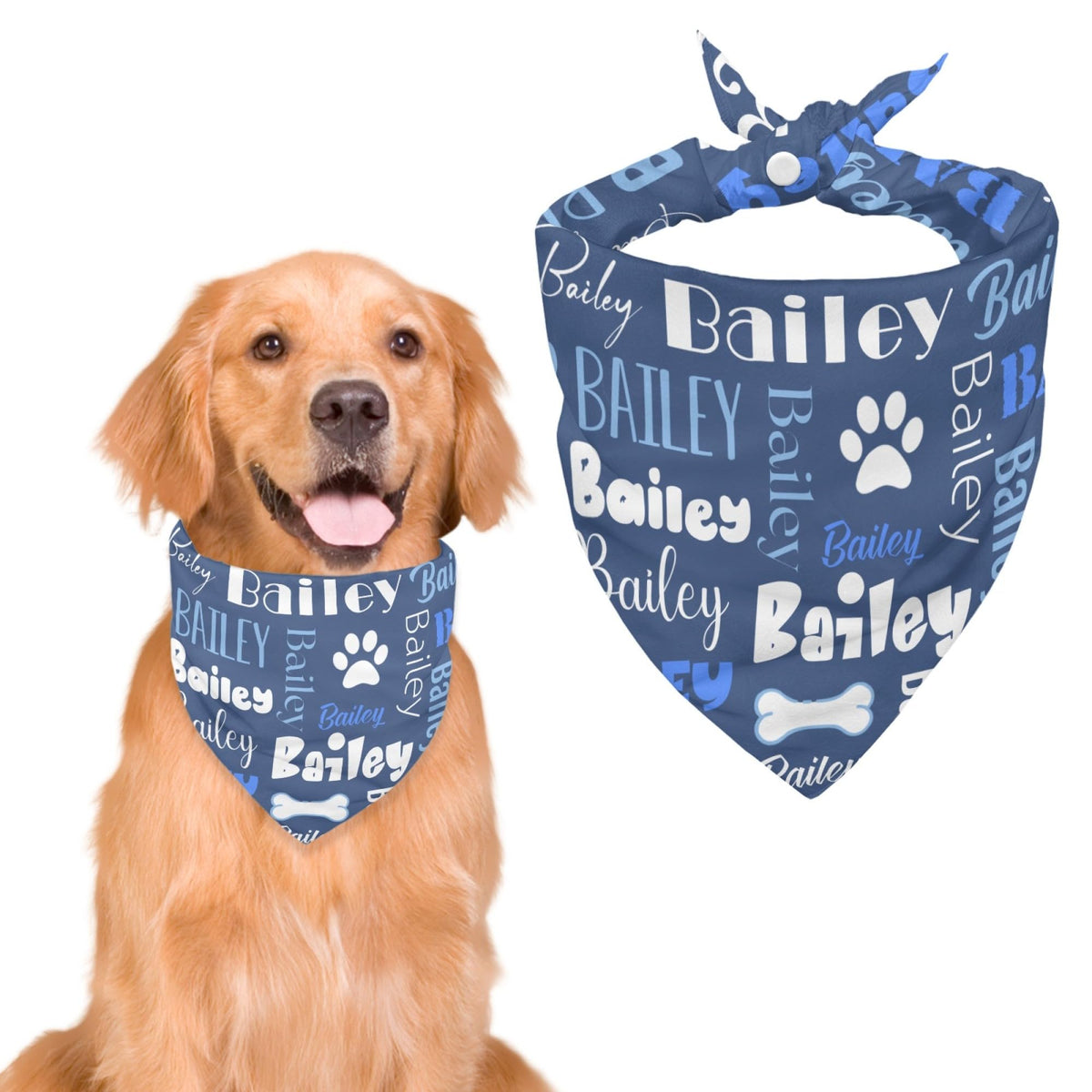 Personalized Dog Bandanas Custom Neckwear Name Button Anti-loosening