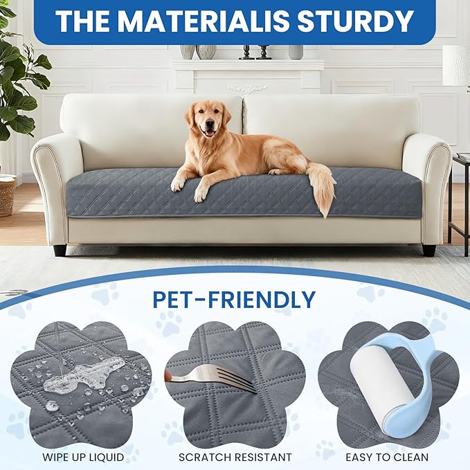 Waterproof Couch Covers for Pets, Waterproof Dog Bed Cover, Anti-Slip Soft Dog Blankets, Couch Cover for Dogs Washable, Pet Blanket for Puppy Large Dogs Cat (82x82 Inch, Dark Grey)