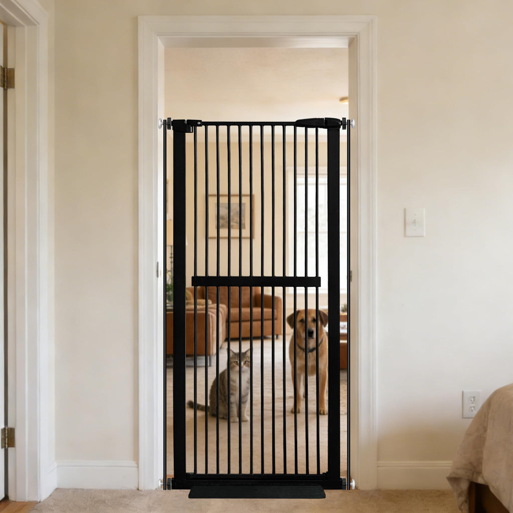 Lumizone 61.02" Extra Tall Pet Gate for Cat Dog 30.12"-34.05" Wide Black
