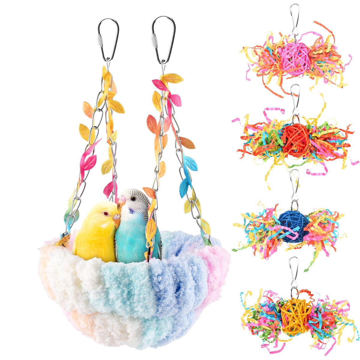 KATUMO Bird Nest, Conure Breeding Bed Parrotlet Snuggle Nest Lovebird Bed Bird Swing Bed for Small Birds, Size Small