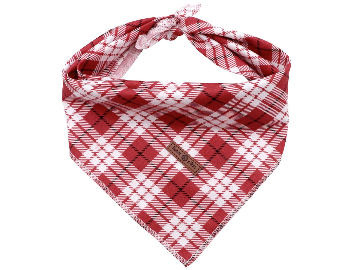Lionet Paws Christmas Dog Bandana Washable Cotton Handkerchief Scarf Triangle Christmas Red Plaid Dog Bandanas for Medium Large Dogs Girl Boy
