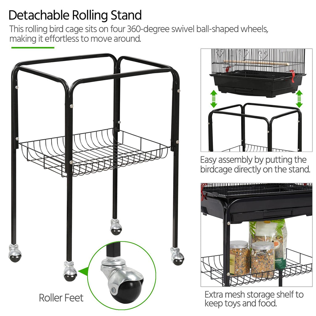 Yaheetech 64'' Open Top Bird Cage for Parakeets & Cockatiels, Black