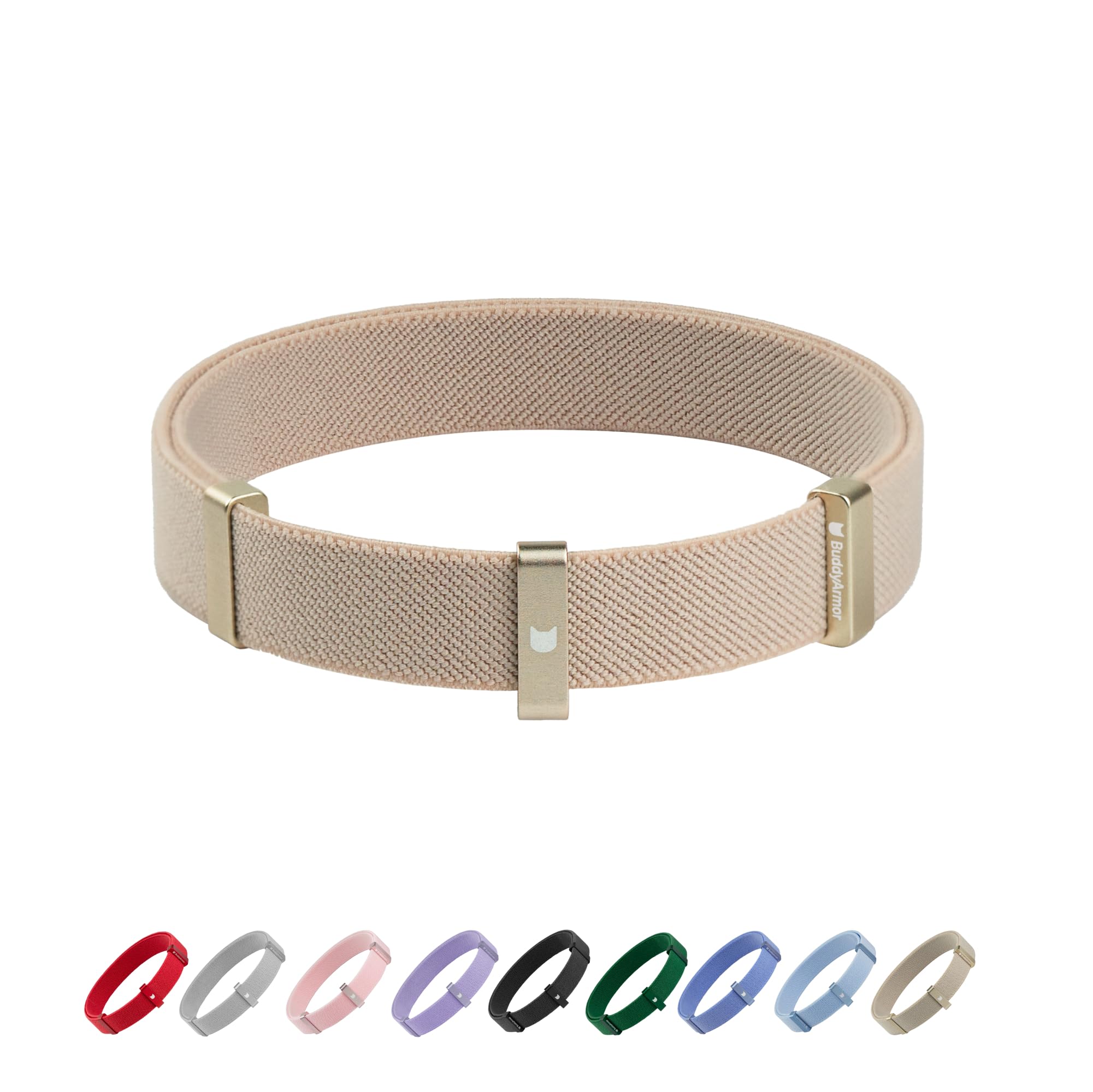 BuddyArmor Safety Cat Collar - U.S. IDA Gold Awarding Design, Elastic Quick Release, Non Breakaway - Lightweight for Kitten, Neck Fit 7.8'-15.7' for All Small Large Cat,M(Linen)