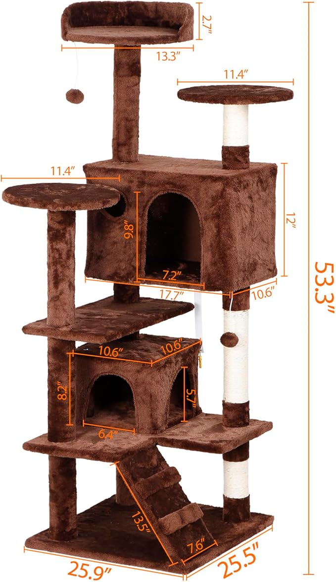 Nova Microdermabrasion 54 in Cat Tree Tower for Indoor Cats Multi-Level Cat Condo Cat Bed Furniture with Scratching Post Kittens Activity Center