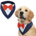 Dog Tuxedo Suit Bandanas Wedding Outfit with Bow Tie Collar for Large Dogs