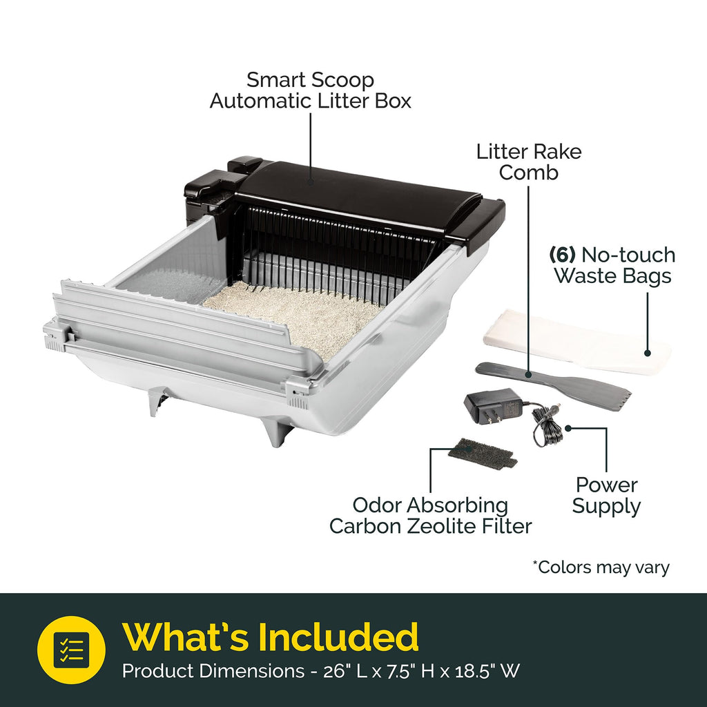 Pet Zone Smart Scoop Semi Automatic Self Cleaning Cat Litter Box, 6 Bags