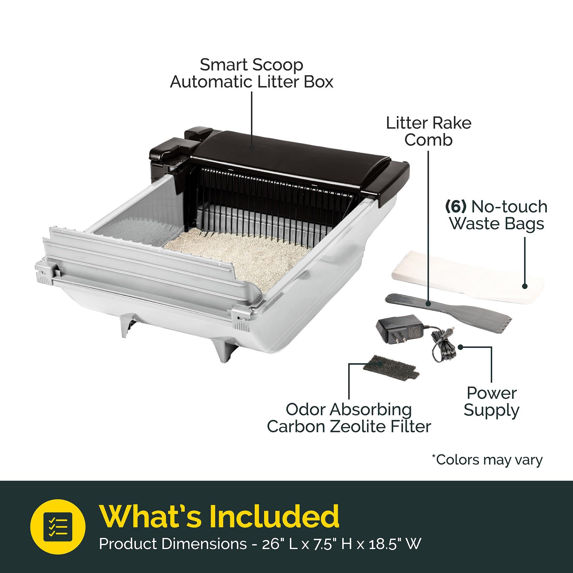 Pet Zone Smart Scoop Semi Automatic Self Cleaning Cat Litter Box, 6 Bags