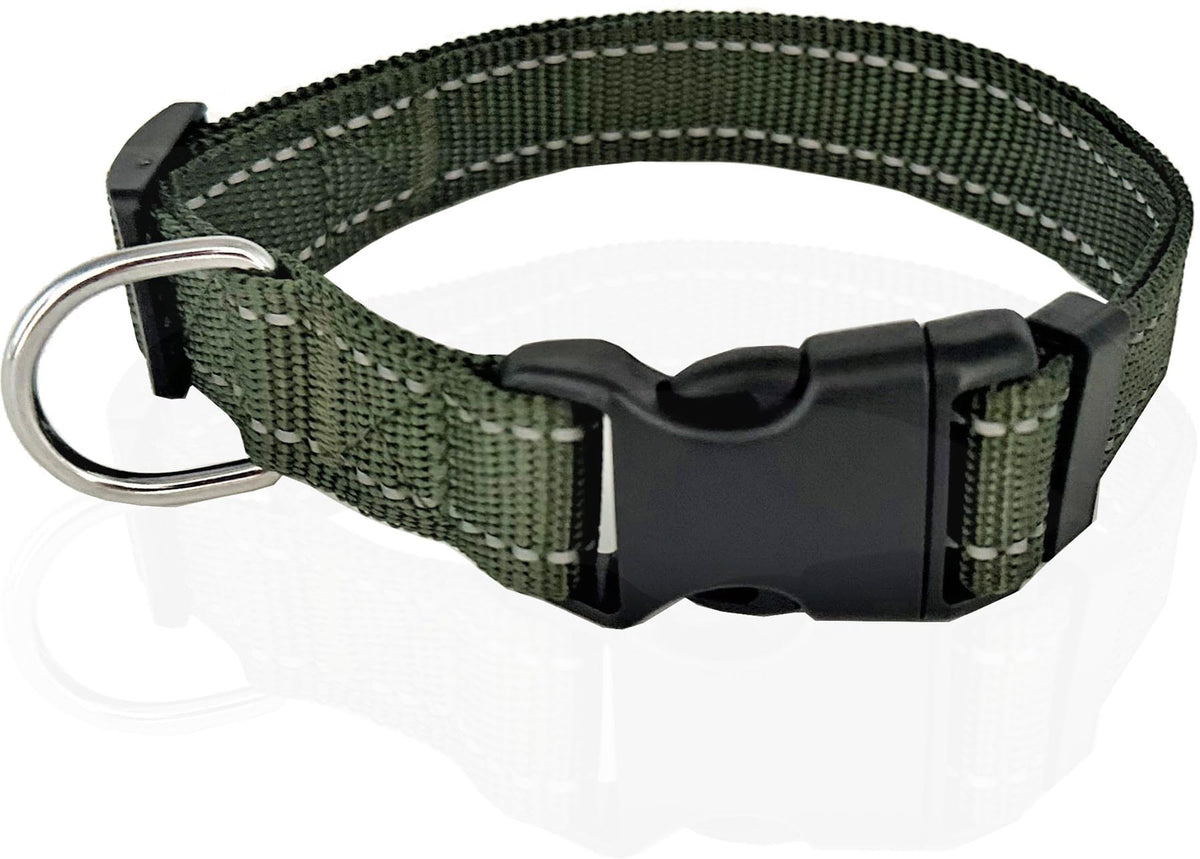 Adjustable Nylon Dog Collar, pet Collar 1 Inch 3/4 Inch 5/8 Inch Wide, for Large Medium Small Dogs (L(1" x 16-23"), Brown)