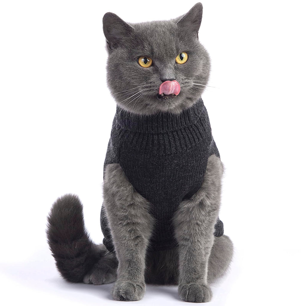 Jnancun Cat Sweater Stretchy,19 Colors,6 Sizes,Snug Winter (Dark Gray, Small, Vest)