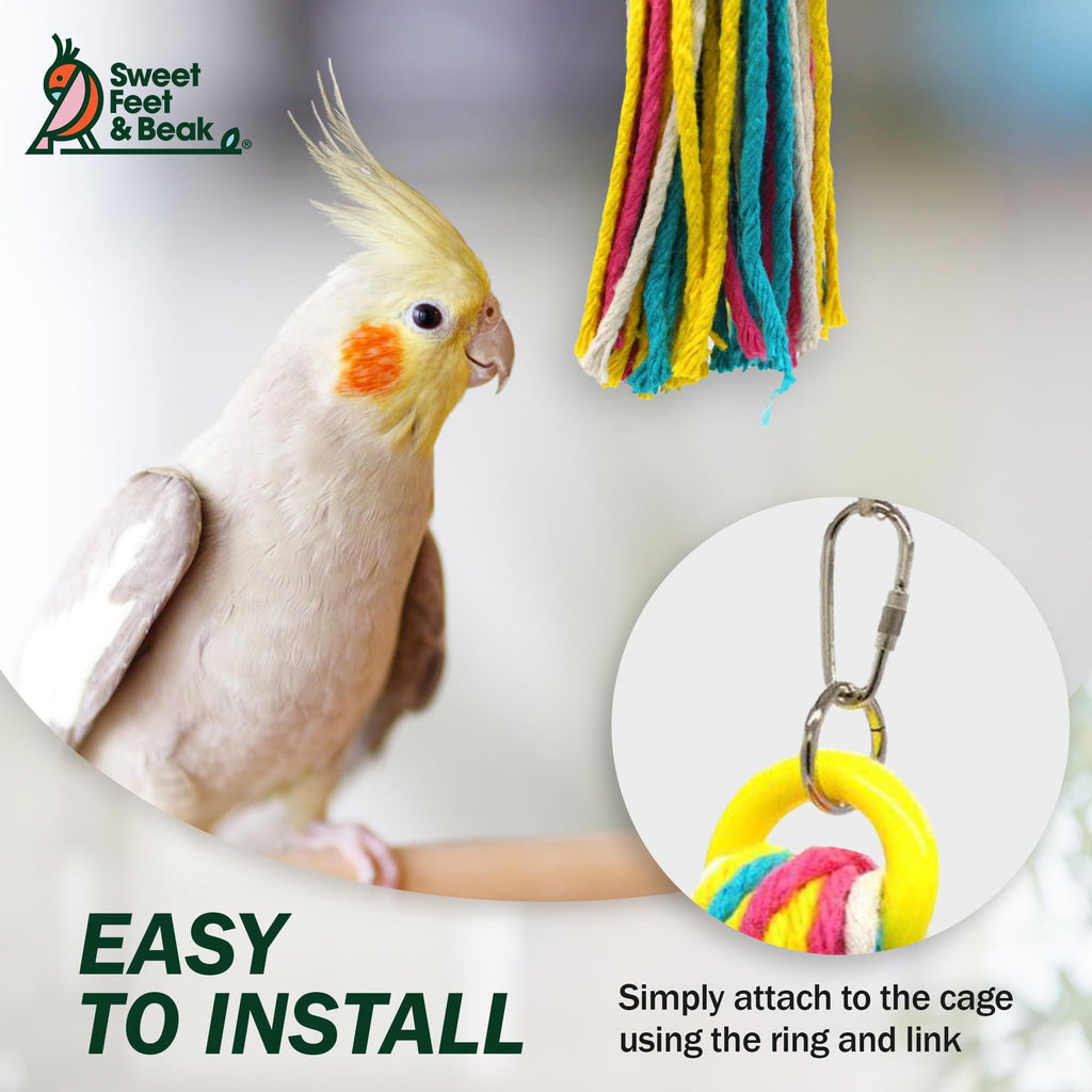 Sweet Feet and Beak Cotton Rope, Little Weave, 8" Bird Rope Shredding Toy