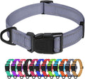 TagME Small Dog Collar, Reflective Puppy Collar, Gray, 5/8" Width