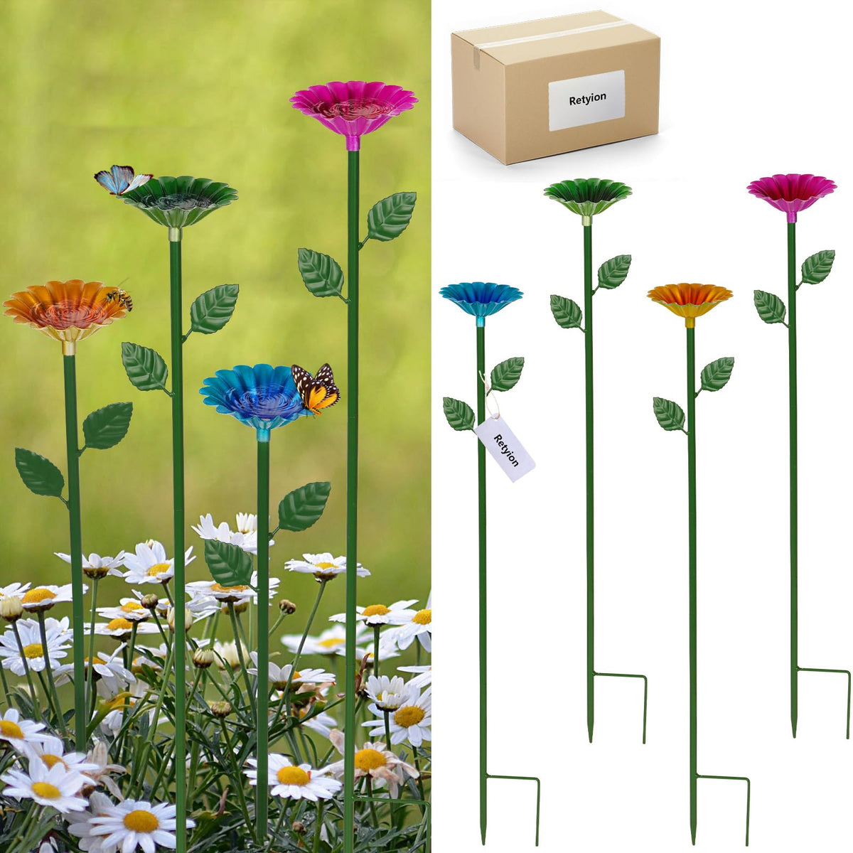 Retyion 2 Pack Bee Watering Station, Bee Bath for Garden Outdoor Yard Decor