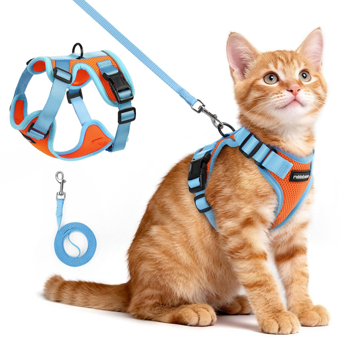 rabbitgoo Cat Harness and Leash Set, Escape Proof, Black & Rose Pink