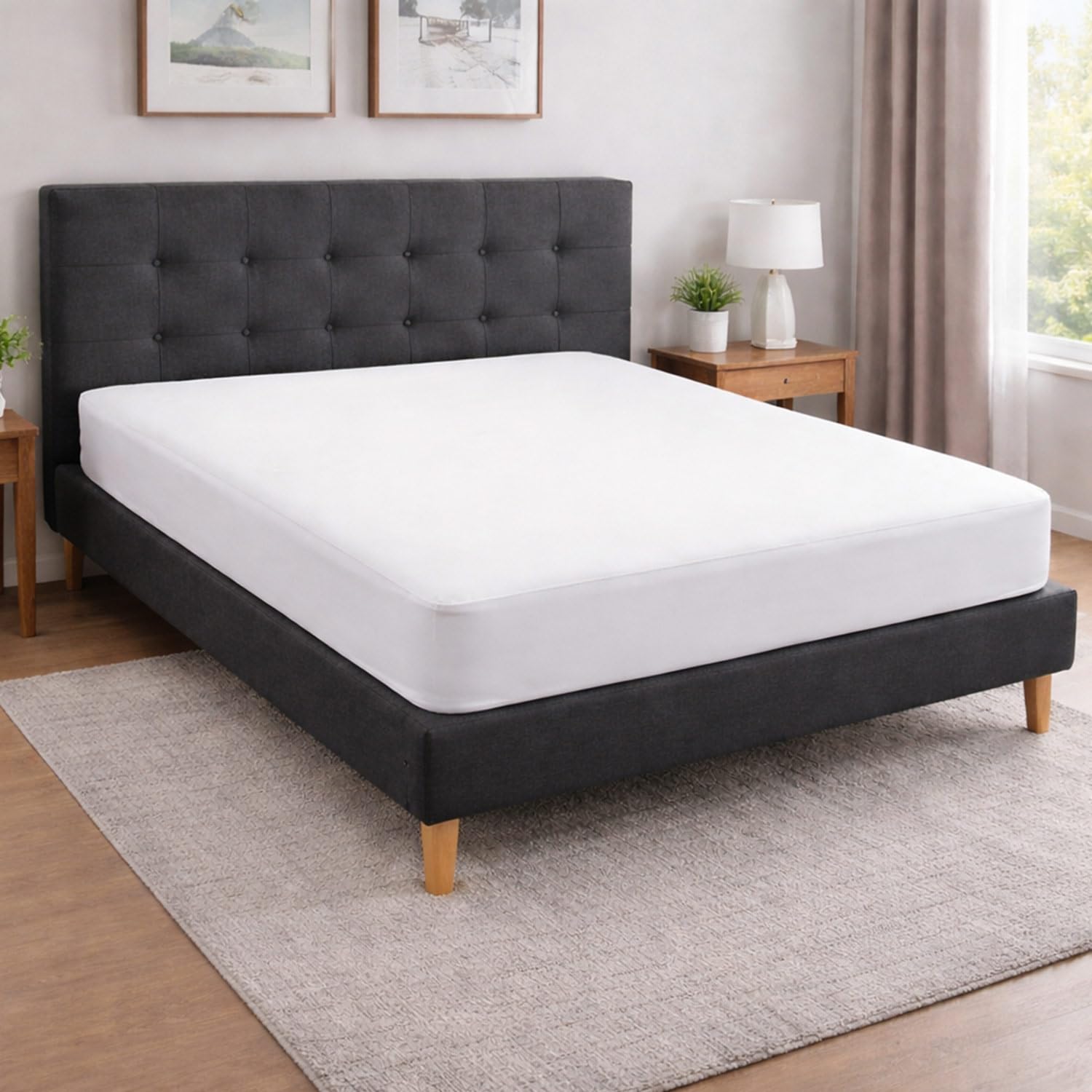 DMI Queen Size Waterproof Mattress Protector - Fitted, Noiseless Mattress Cover, Soft and Breathable, 60" x 80"x 15", White