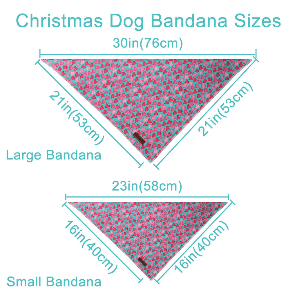 UP URARA PUP Valentine Dog Bandana - Pink Heart Triangle Bib Scarf for Small Medium Pets, Cotton Kerchief for Girl Boy Dogs or Cats, Red Puppy Bandana