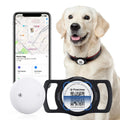 Smart Pet Tracker for Collar - Dog Trackers Location for Pet with Holder, No Monthly Fee, Real-Time Tracking, iOS Only, Long-Lasting, IPX6 Waterproof, Anti-Lost Tracker for Cats, Bag Straps, Black
