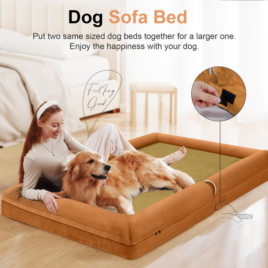 NANUYA Orthopedic Dog Bed for XX-Large Dogs, 44 x 34 Inch, Orange