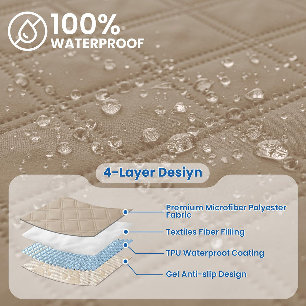 CYCMACO Waterproof Dog Blanket, Non-Slip Soft Pet Bed Cover, Couch Cover for Dogs Washable, Protects Sofa, Furniture, Crate, Car, Tear Resistant Leakproof Pet Blanket (30x70 Inch, Khaki)