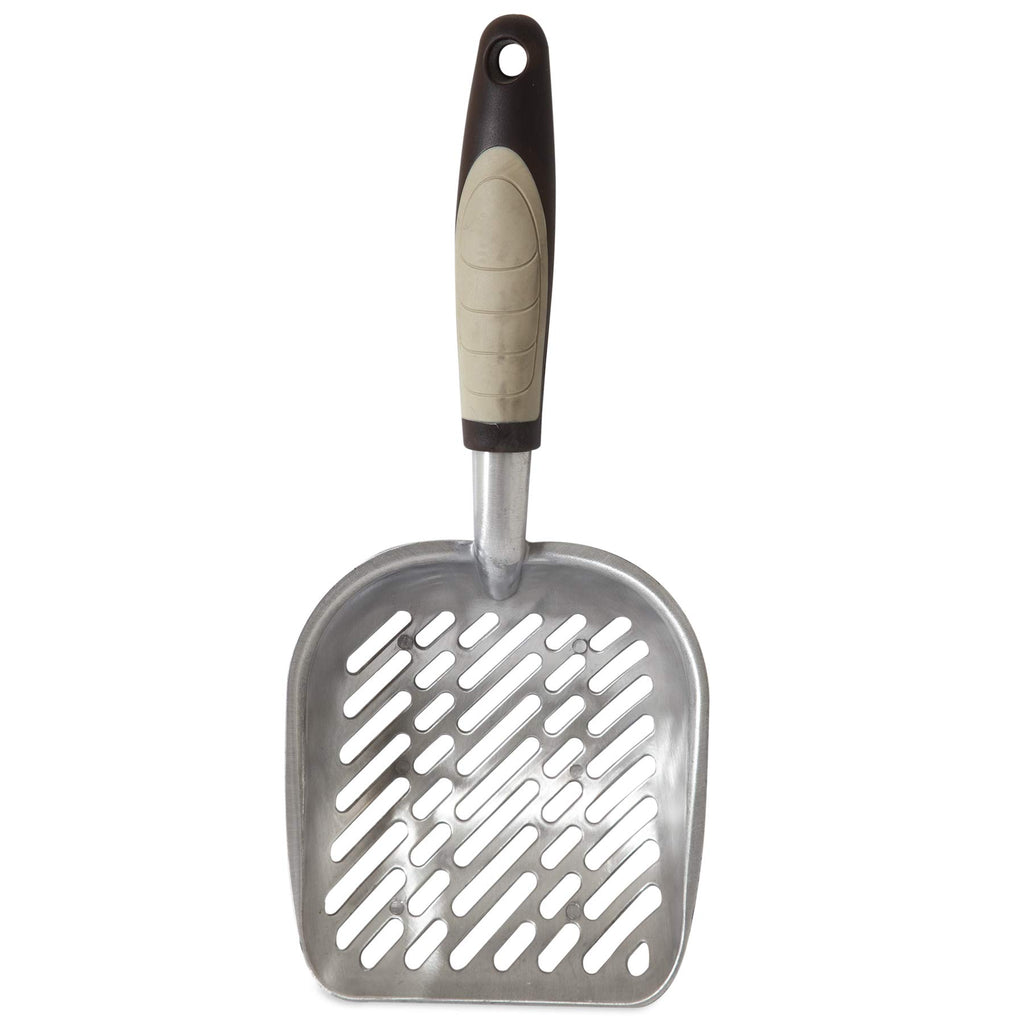 Petmate Metal Cat/Kitty Litter Scoop, Deep Shovel, Premium Non-Stick Large Scooper with Non-Slip Handle & Curved Design for Maximum Coverage